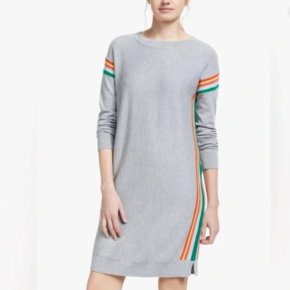 Boden Sz 6 gray wool blend rainbow striped sweater dress